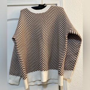Brown and Cream Herringbone Sweater